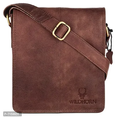 WILDHORN Leather 8 inch Sling Messenger Bag for Men I Multipurpose Crossbody Bag I Travel Bag with Adjustable Strap I Utility Bag I Dimension : L-8 inch W-3 inch H-9 inch (Distressed Brown)-thumb2