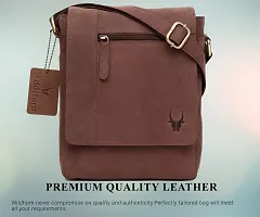 WildHorn Tan Genuine Leather Sling Messenger Bag (HUNTER) DIMENSION : L-8.5 inch W-3 inch H-10.5 inch (Brown)-thumb2