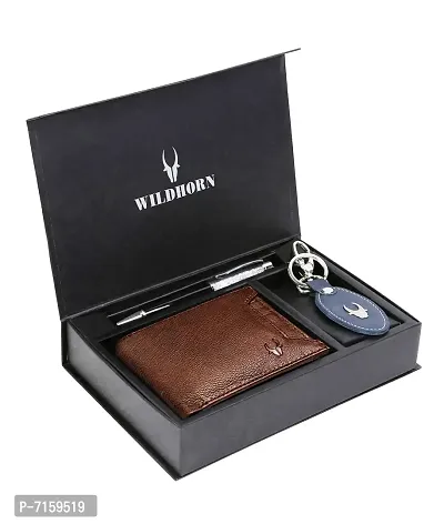 WildHorn Brown Leather Men's Wallet , Keychain and Pen Combo Set (699702)-thumb2