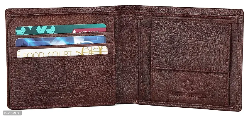 WILDHORN Classic Black Leather Wallet for Men (Maroon)-thumb3