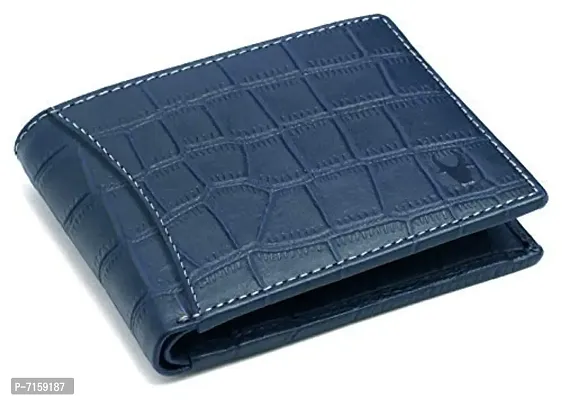 WILDHORN Wildhorn India Croco Blue Leather Men's Wallet (699704)-thumb0