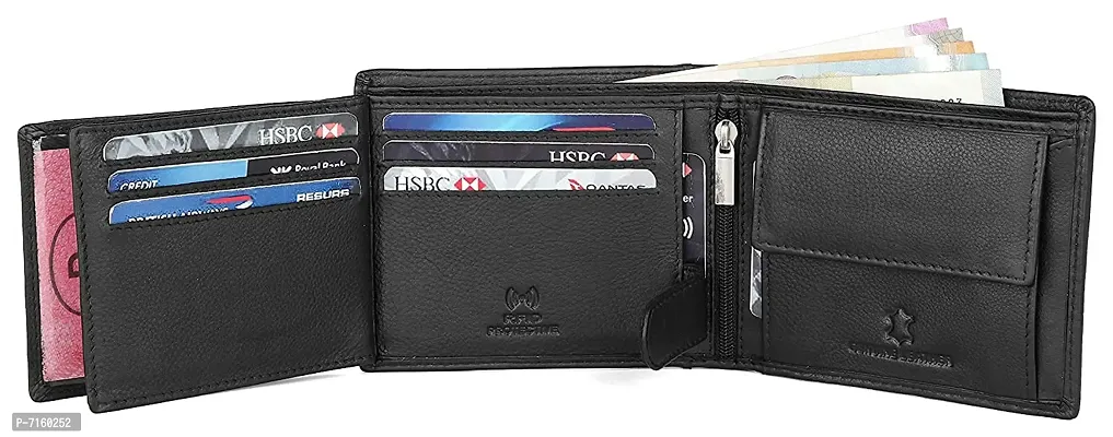 WildHorn Black Leather Men's Wallet , Keychain and Pen Combo Set (GIFTBOX 152)-thumb5