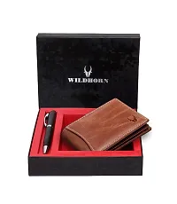 WildHorn Mens Leather Wallet Gift Set Combo I Gift Hamper for Men (Tan-2)-thumb1