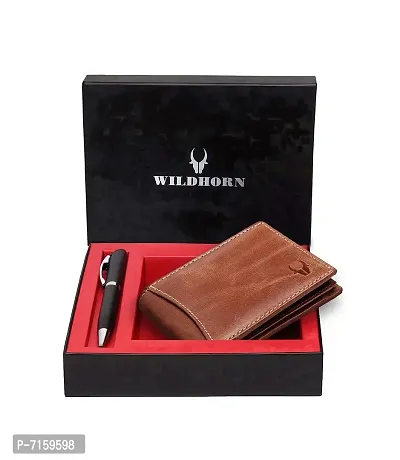 WildHorn Mens Leather Wallet Gift Set Combo I Gift Hamper for Men (Tan-2)-thumb2