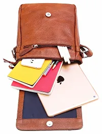 WILDHORN Leather 8.5 inch Sling Messenger Bag for Men I Multipurpose Crossbody Bag I Travel Bag with Adjustable Strap I IDIMENSION: L- 8.5inch H- 10.5inch W- 3inch (CARAMEL TAN)-thumb3
