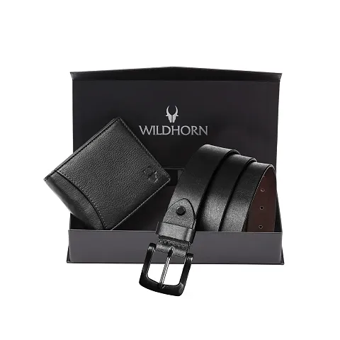 WILDHORN Leather Belt Wallet Combo for Men | Leather Gift Hamper I Gifts for Men