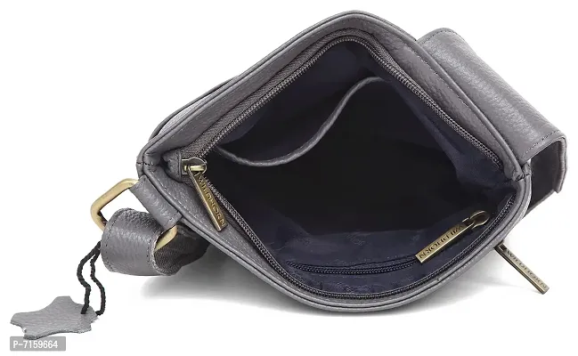 WILDHORN Leather 8.5 inch Sling Messenger Bag for Men I Multipurpose Crossbody Bag I Travel Bag with Adjustable Strap I Utility Bag I DIMENSION : L-8.5 inch W-0.5 inch H-10.3 inch (Grey)-thumb5