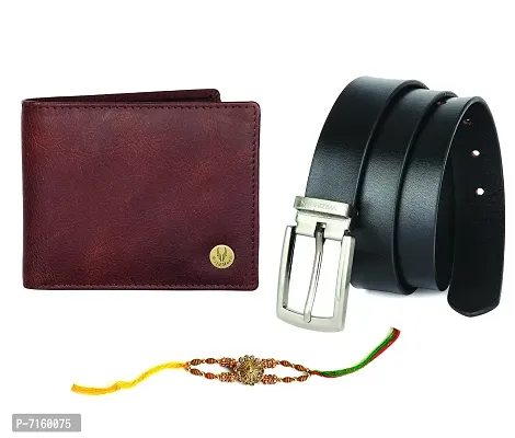 WildHorn Rakhi Gift Set for Brother - Premium Men's Combo | Gift Set of Leather Wallet  Belt  Rakhi with an Unique Slider Gift Box for Brother. (Crackle)