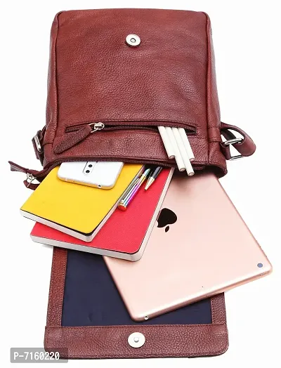 WILDHORN Leather 8.5 inch Sling Messenger Bag for Men I Multipurpose Crossbody Bag I Travel Bag with Adjustable Strap I IDIMENSION: L- 8.5inch H- 10.5inch W- 3inch (MAROON)-thumb5
