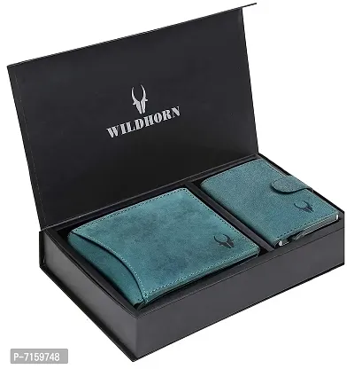 WildHorn Blue Leather Men's Wallet and Card Holder (RAKHIGIFT1173)