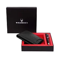 WildHorn Men's Leather Wallet Rakhi Gift Hamper (Black)-thumb1