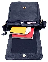 WILDHORN Leather 8.5 inch Sling Messenger Bag for Men I Multipurpose Crossbody Bag I Travel Bag with Adjustable Strap I IDIMENSION: L- 8.5inch H- 10.5inch W- 3inch (NAVY)-thumb2