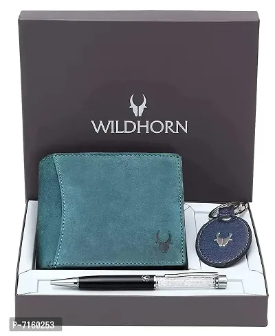 WildHorn Blue Leather Men's Wallet and Card Holder (GIFTBOX 152)