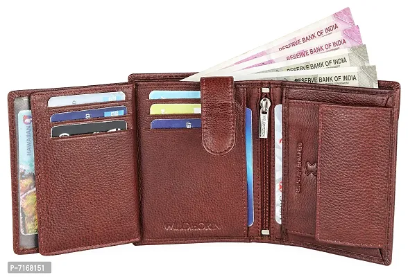 WildHorn Men's Top Grain Portrait Leather Ultra Strong Stitching Handcrafted RFID Blocking Wallet with 2 Transparent ID Windows Slots, 11 Card Slots, Zip Compartment-thumb5