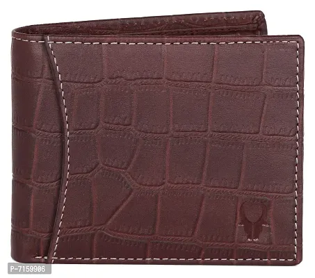 WILDHORN  Men's RFID Protected Genuine Leather Wallet and Pen Combo (Maroon CROCO55)-thumb5