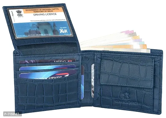 WILDHORN Wildhorn India Croco Blue Leather Men's Wallet (699704)-thumb5