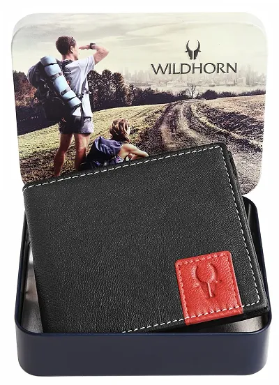 WILDHORN Classic Leather Wallets for Men I Premium Gift Hamper I Tin Box