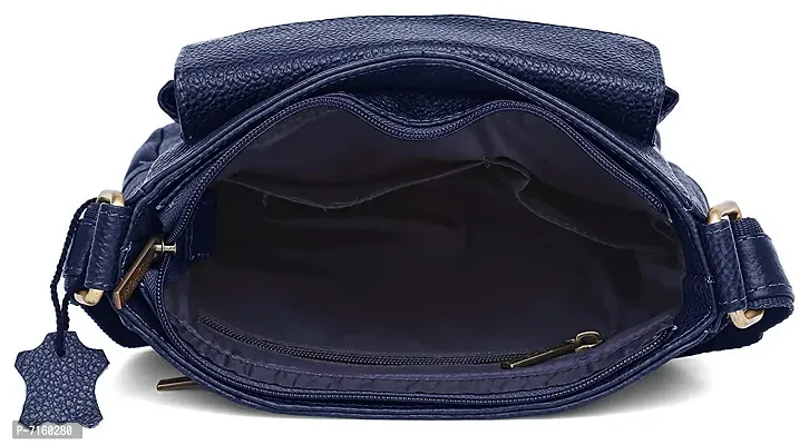 WILDHORN Leather Sling Messenger Bag for Mens (Navy)-thumb5