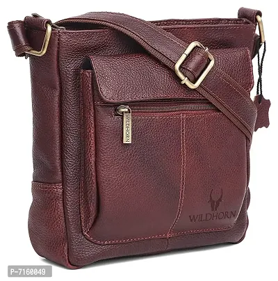 WILDHORN Leather Sling Messenger Bag for Men (Maroon)