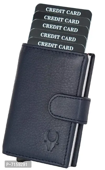 WILDHORN Wildhorn India Blue Leather Unisex RFID Card Holder (WHCRD001)