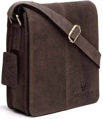 WILDHORN Leather 8 inch Sling Messenger Bag for Men I Multipurpose Crossbody Bag I Travel Bag with Adjustable Strap I Utility Bag I Dimension : L-8 inch W-3 inch H-9 inch