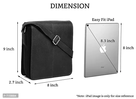 Leather Messenger Bag for Men (Black)-thumb3