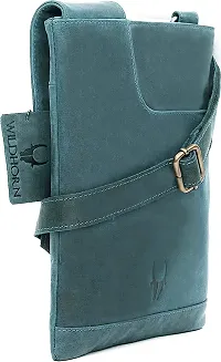 WILDHORN Leather 8.5 inch Sling Messenger Bag for Men I Multipurpose Crossbody Bag I Travel Bag with Adjustable Strap I Utility Bag I DIMENSION : L-8.5 inch W-0.5 inch H-10.3 inch (Blue Hunter)-thumb1