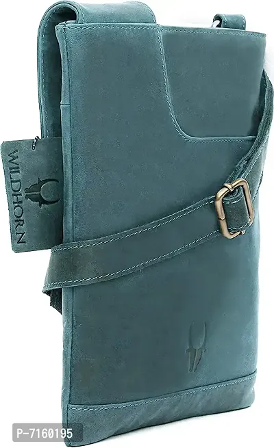 WILDHORN Leather 8.5 inch Sling Messenger Bag for Men I Multipurpose Crossbody Bag I Travel Bag with Adjustable Strap I Utility Bag I DIMENSION : L-8.5 inch W-0.5 inch H-10.3 inch (Blue Hunter)-thumb2