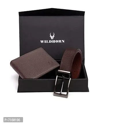 WILDHORN Gift Hamper for Men - Carob Brown Leather Wallet and Brown Belt Men's Combo Gift