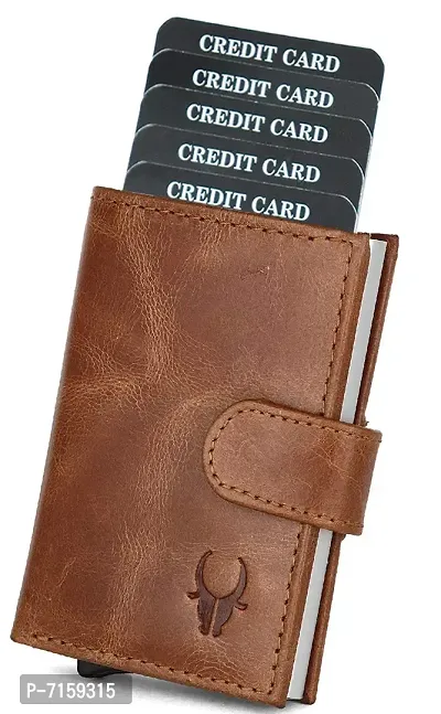 WILDHORN Wildhorn India Tan Leather Unisex RFID Card Holder (WHCRD001)