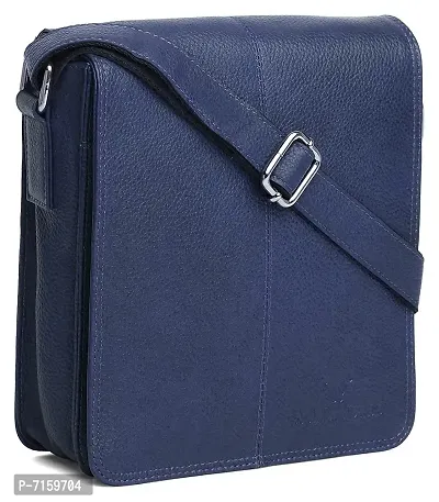 WILDHORN Leather Messenger Bag for Men (Blue)