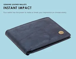 WildHorn New Design Black 100% Genuine Leather Wallet for Men (Blue)-thumb2