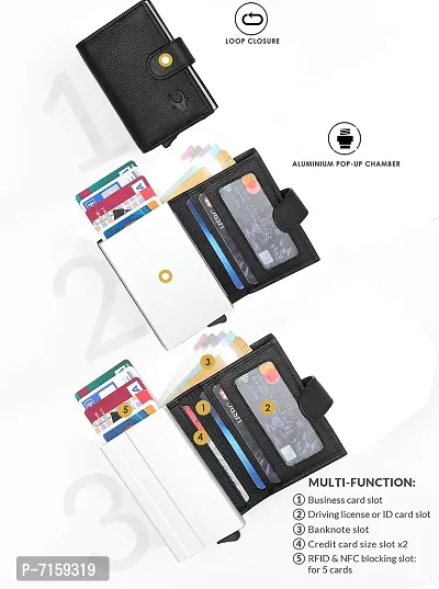 WILDHORN Wildhorn India Black Leather Unisex RFID Card Holder (WHCRD001)-thumb3