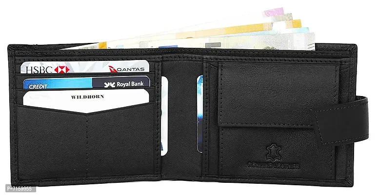 WildHorn Black Leather Men's Wallet , Keychain and Pen Combo Set (GIFTBOX 152)-thumb4