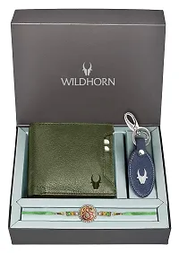 WILDHORN Rakhi Gift Hamper for Brother - Classic Men's Combo /Gift Set of Leather Wallet, Keyring and Rakhi for Brother-thumb1