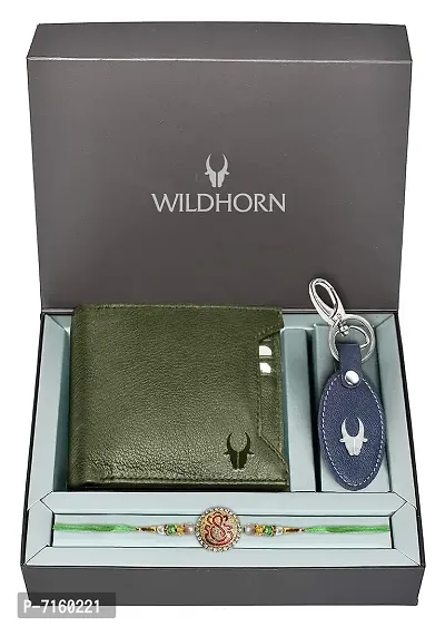 WILDHORN Rakhi Gift Hamper for Brother - Classic Men's Combo /Gift Set of Leather Wallet, Keyring and Rakhi for Brother-thumb2
