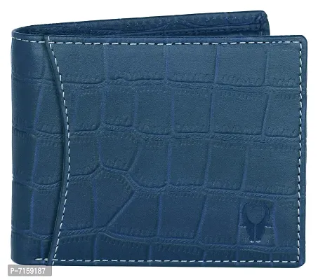 WILDHORN Wildhorn India Croco Blue Leather Men's Wallet (699704)-thumb3