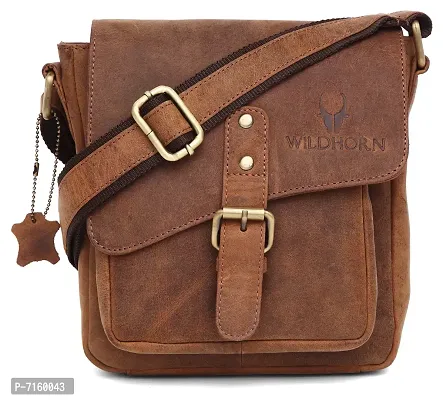 WildHorn Men's Messenger Bag (Tan Brown)