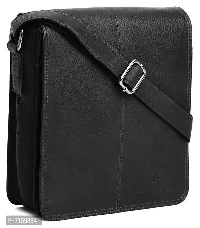 Leather Messenger Bag for Men (Black)