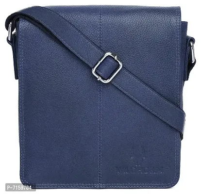 WILDHORN Leather Messenger Bag for Men (Blue)-thumb2