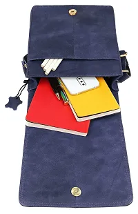 WILDHORN Leather 8 inch Sling Messenger Bag for Men I Multipurpose Crossbody Bag I Travel Bag with Adjustable Strap I Utility Bag I Dimension : L-8 inch W-3 inch H-9 inch (Distressed Blue)-thumb3