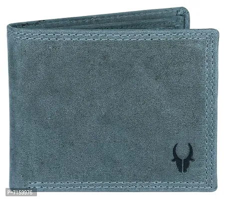 WILDHORN Classic Black Leather Wallet for Men (Blue Hunter)