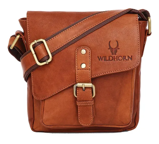 WILDHORN Leather inch Sling Bag for Men I Multipurpose Crossbody Bag I Travel Bag with Adjustable Strap I DIMENSION: L- inch H- inch W- 3 inch (Tan Vintage)