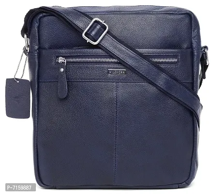 Leather Sling Messenger Bag for Men (Blue)