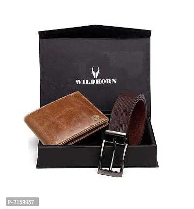 WILDHORN Gift Hamper for Men - Ryan Tan Crunch Leather Wallet and Brown Belt Men's Combo Gift