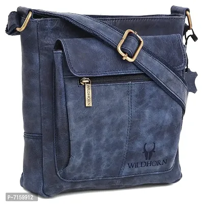 Buy WILDHORN Leather Sling Messenger Bag for Mens (Distressed Blue) Online  In India At Discounted Prices