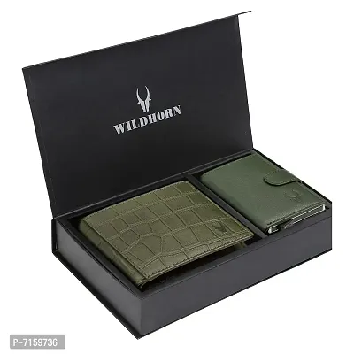 WildHorn Green Leather Men's Wallet and Card Holder (RAKHIGIFT1173)