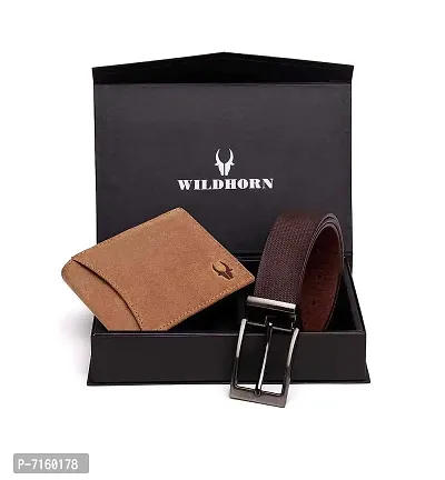 WILDHORN Gift Hamper for Men - Croft Hunter Leather Wallet and Brown Belt Men's Combo Gift