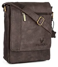 WILDHORN Leather 8.5 inch Sling Messenger Bag for Men I Multipurpose Crossbody Bag I Travel Bag with Adjustable Strap I IDIMENSION: L- 8.5inch H- 10.5inch W- 3inch (Distressed Brown)-thumb1