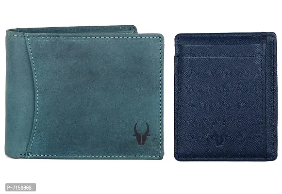 WildHorn Blue Leather Men's Wallet and Card Case (WH1173)